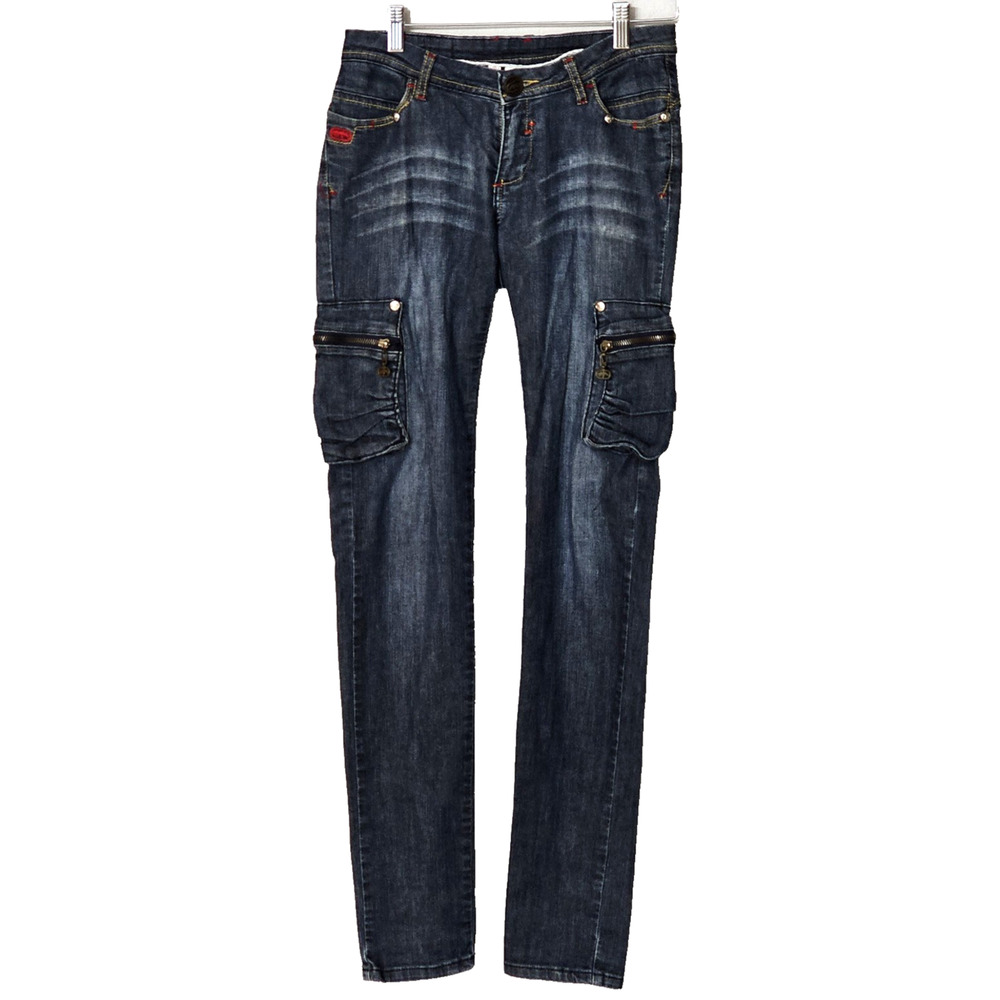 EckoRed Denim Vintage Jeans Y2K Juniors Distressed Denim Straight Leg Size 3/4